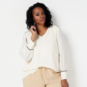 J Jason Wu Cream Blouse with Black Accents